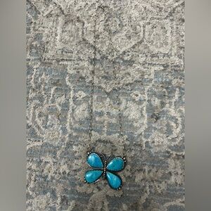 Turquoise Butterfly Necklace (real turquoise & Sterling silver